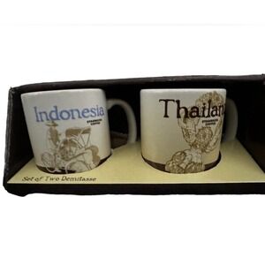 NIB Starbucks Global Icons Indonesia‎ Thailand 3 Oz Demitasse Espresso Cups 2015
